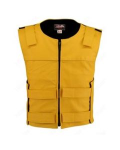men yellow leather vest front