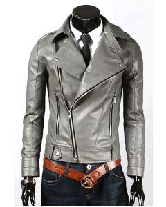 mens grey leather jacket 