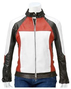 ladies motorbike leather jacket front
