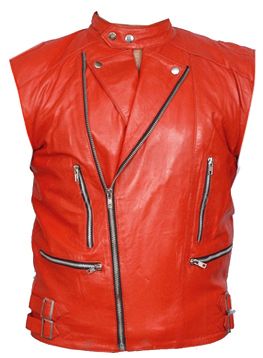 Orange leather vest shop