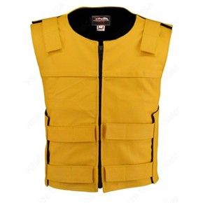yellow leather vest