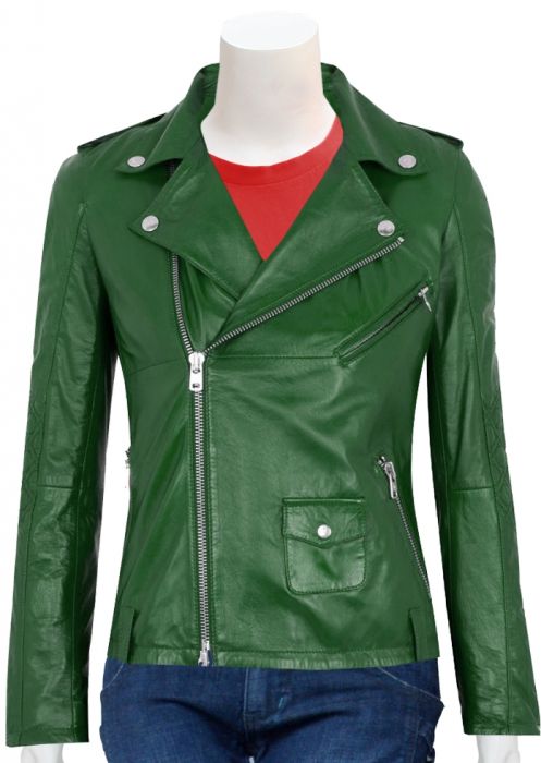 green leather motorcycle jacket
