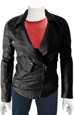 wide collar leather jacket
