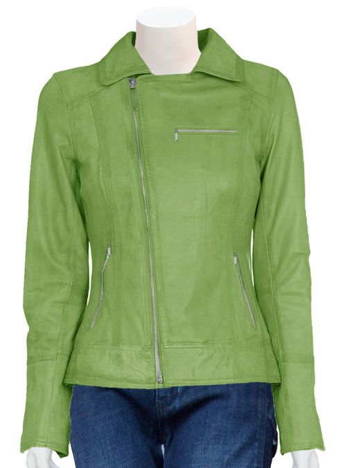 light green leather jacket